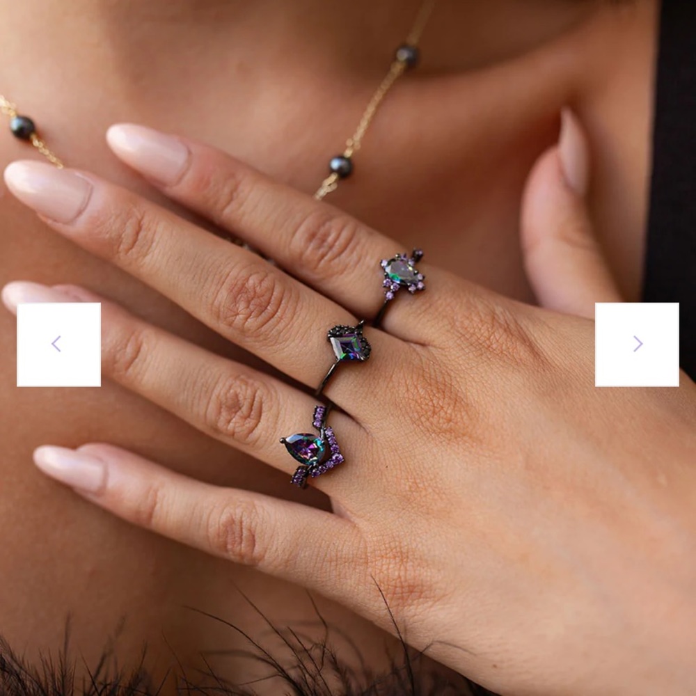 Oomiay raven black ring size 6